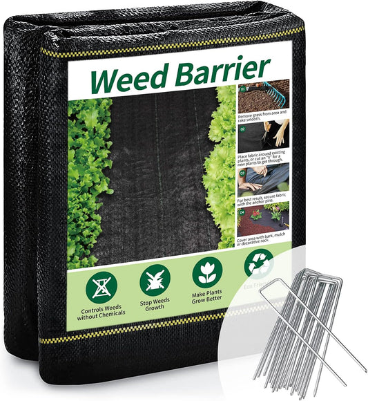 4ft x50ft Black Weed Barrier Landscape Premium Fabric-Heavy Duty Woven Ground Cloth with Superior Permeability Weed Control Convenient Design