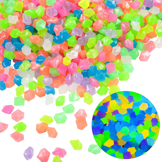 OSOPOLA 750 PCS Glow in The Dark Rocks - Mixed Color Fish Tank Decorations Diamond-Shaped Pebbles Rocks for Aquarium Glowing Rocks Accessories FD05MX750C