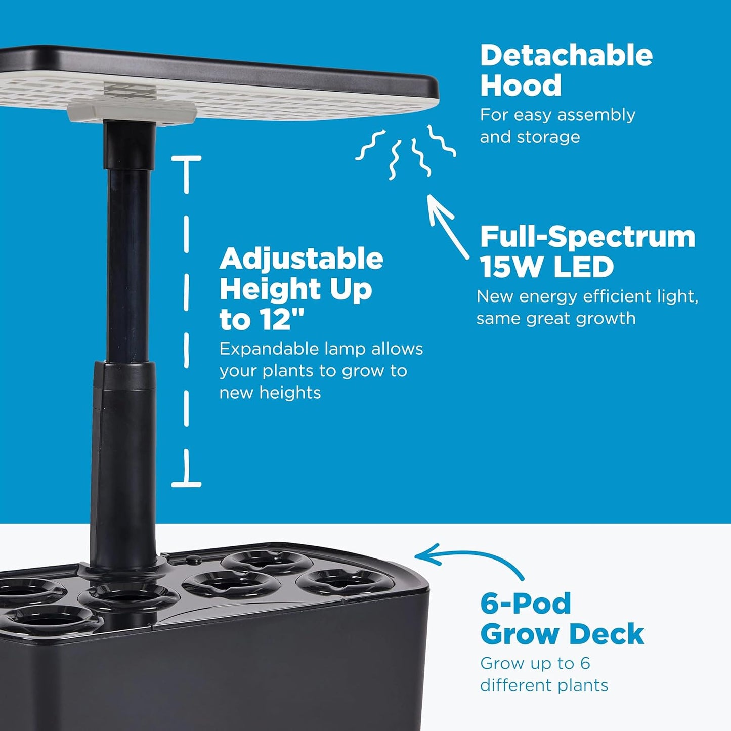 AeroGarden Harvest Lite, Indoor Garden Hydroponic System with LED Grow Light, Holds up to 6 AeroGarden Pods, Cream