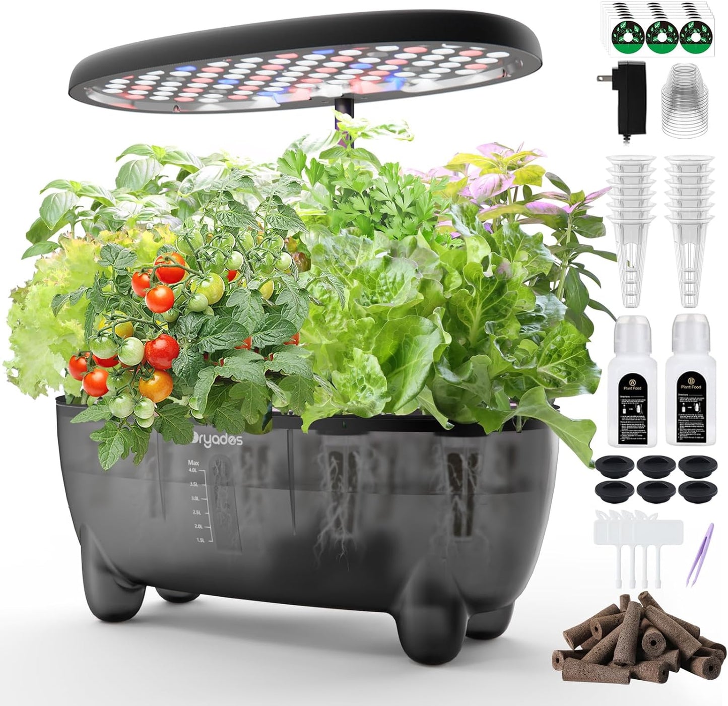 12-Pod Indoor Herb Garden Hydroponics Growing System Kit with LED Grow Light, Indoor Gardening System for Herbs, Vegetables, Lettuce on Countertop (Seeds NOT Included)