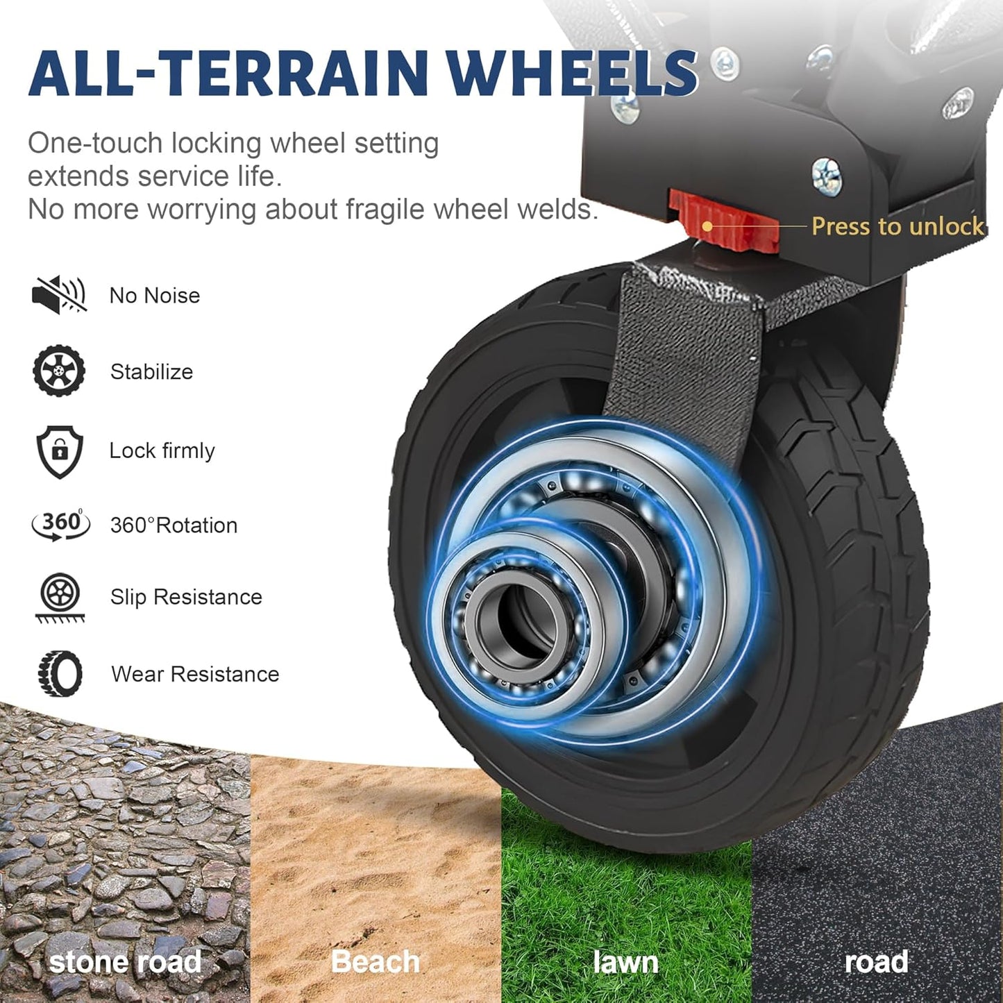 Collapsible Folding Wagon Cart, 220LBS Heavy Duty Foldable Utility Garden Cart with All Terrain Wheels & Side Storage Bag, Portable Sports Wagon for Camping, Shopping, Garden.(Blue)