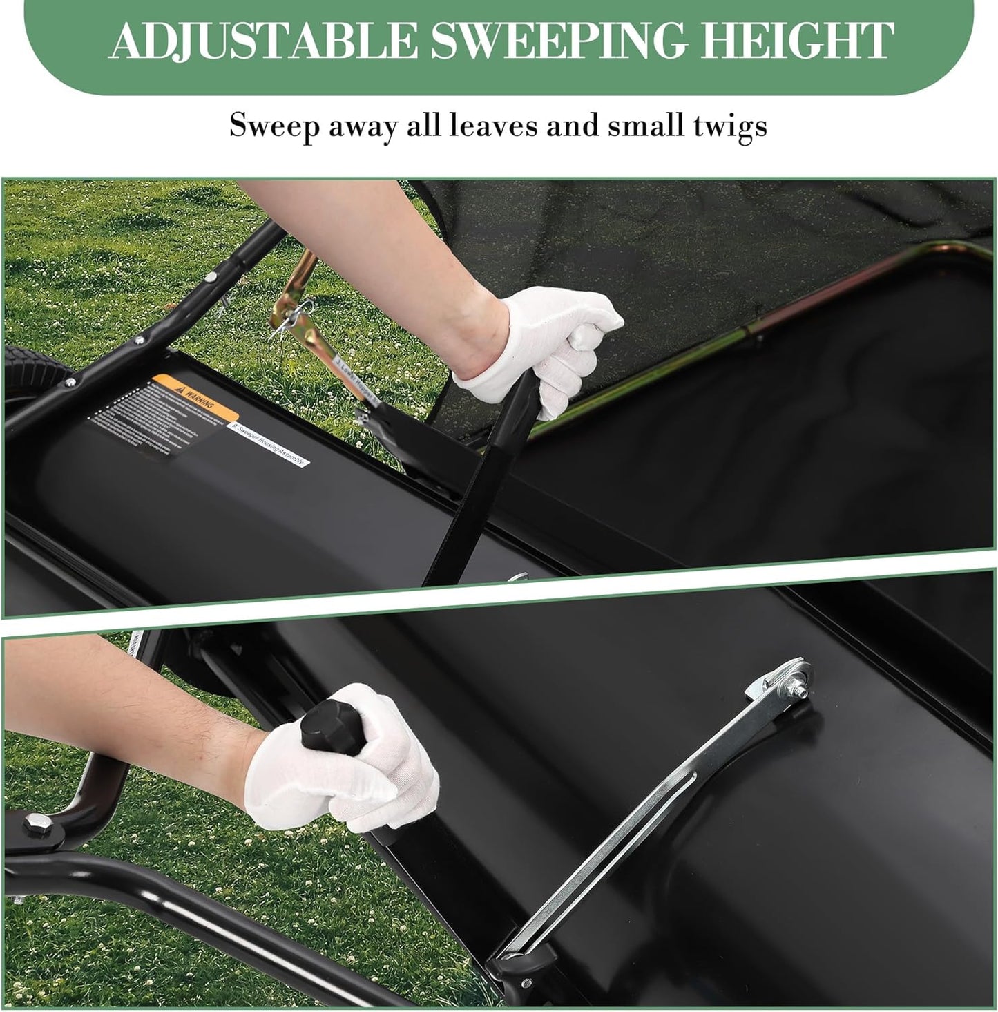 GAOMON 50'' Tow Behind Lawn Sweeper,Pull Behind Lawn Sweeper,with 26 Cu. Ft. Large Capacity Leaf Collector,Adjustable Sweeping Height for Yard, Lawn, Farm