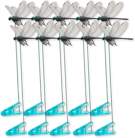 Dragonfly Clips Black Dragon Fly Hat Clip Artificial Realistic 3D Dragonflies Garden Stakes Decor for Indoor Outdoor (10 Pcs)