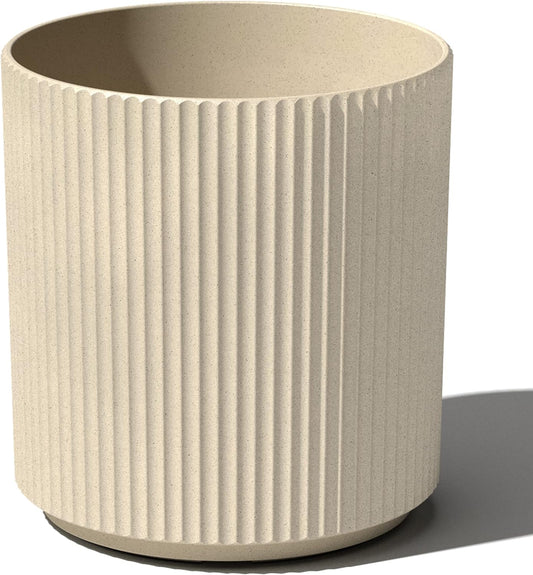 Veradek Round Demi Planter Pots for Indoor/Outdoor Garden Use, Made from Plastic-Concrete Mix with Drainage Holes, Perfect for Small to Large Succulent Plants, Flowers, Modern Interior Plants
