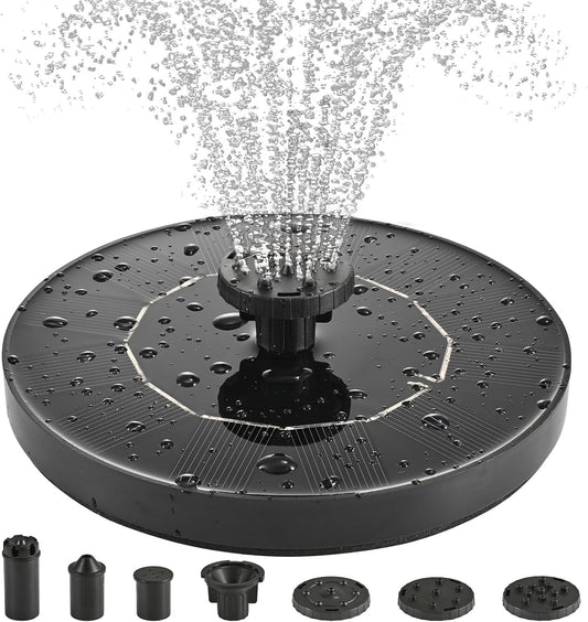 1W Solar Bird Bath Fountain Pump, Solar Fountain, Solar Powered Water Pump, Outdoor Water Fountain with 6-in-1 Nozzles, Free Standing Floating Solar Powered for Bird Bath, Garden, Pond, Pool, Outdoor