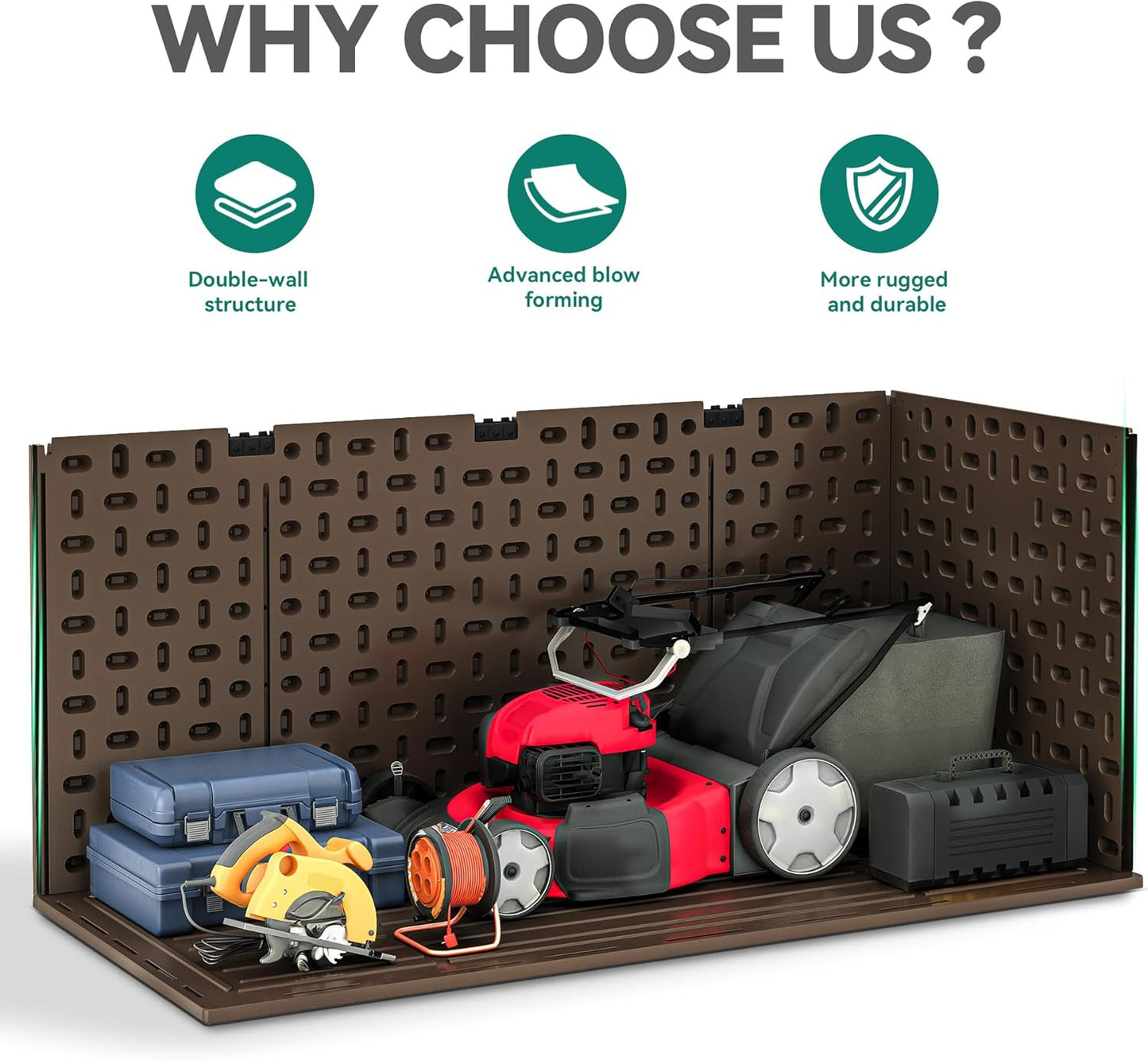 YITAHOME 260 Gallon Double-Wall Deck Box with Divider & Side Handles, Outdoor Large Storage for Patio Furniture Cushions, Garden Pool Accessories, Water Resistant & Lockable, Dark brown