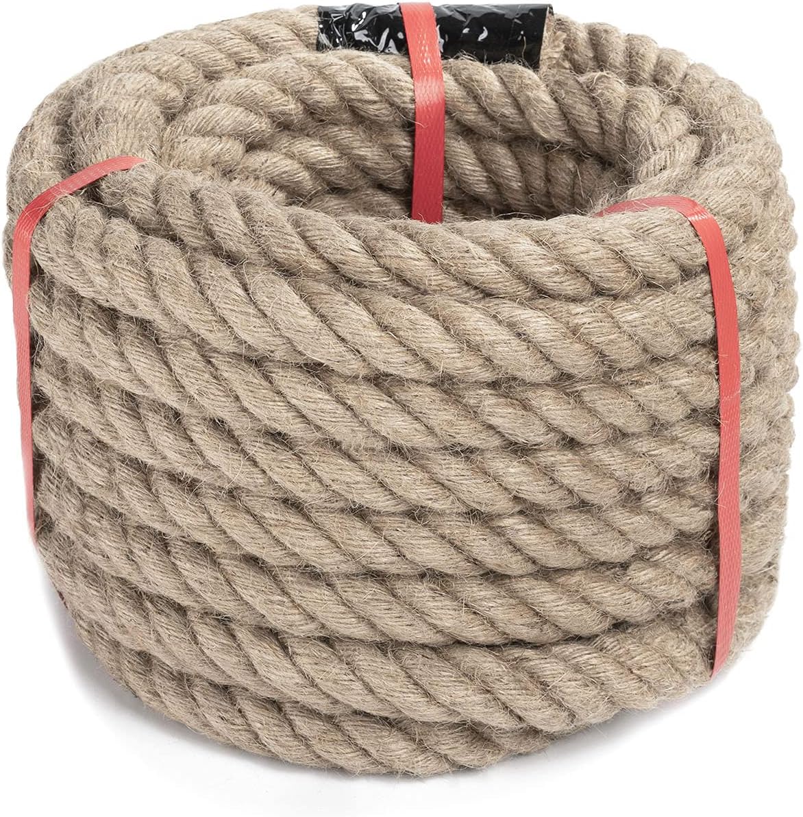 Jute Rope 1 Inch 49 Feet Twisted Hemp Rope for Crafts, Climbing, Hammock, Nautical, Tug of War, Railings, Landscaping, Home Decorating (1 inch x 49 ft)
