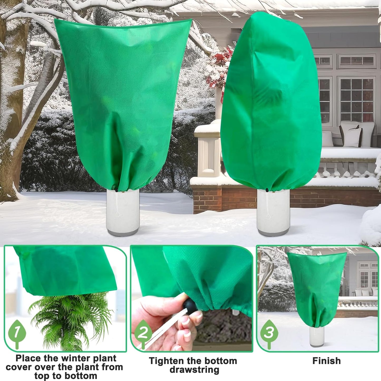 DQS 3 Pack Plant Covers Freeze Protection, 23.6" x 31.4" Winter Frost Protection Blankets Frost Cloth,Suitable for Outdoor Winter Frost, Cold Weather, shrubs, Trees, Jackets, and coverings