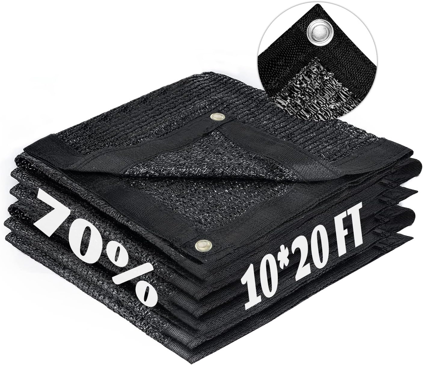 LOVE STORY 10x20FT 70% Black Shade Cloth Sun Shade Net with Grommets Sunblock Net Mesh Tarp for Garden,Plants Cover,Greenhouse and Patio