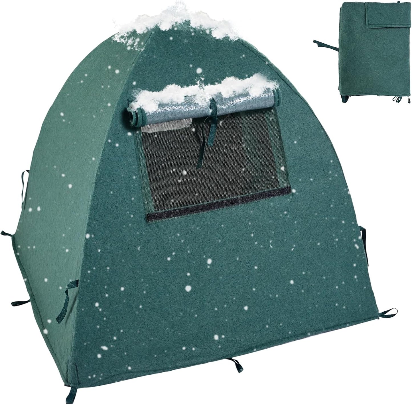 Plant Cover Freeze Protection Blanket, 28''x28''x30'' Outdoor Garden Fabric Cover with Poles and Stakes for Winter Frost, Shade Cloth Plant Guard for Shrubs, Small Trees, Green