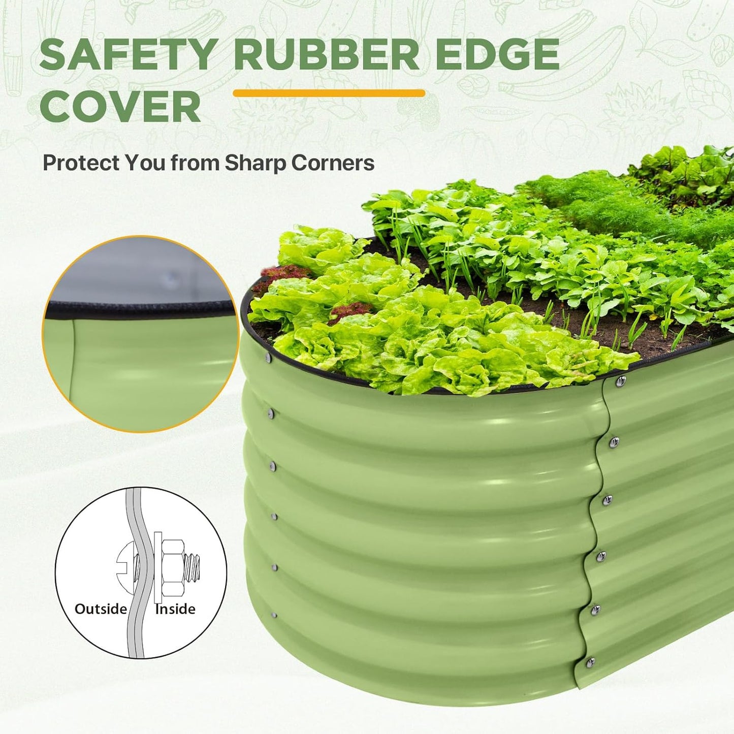 EAGLE PEAK 17'' Tall Outdoor Galvanized Raised Garden Bed Planter, Planter Boxes for Outdoor Plants, Vegetables, Flowers, and Herbs 6 in 1 Modular Design, Olive Green