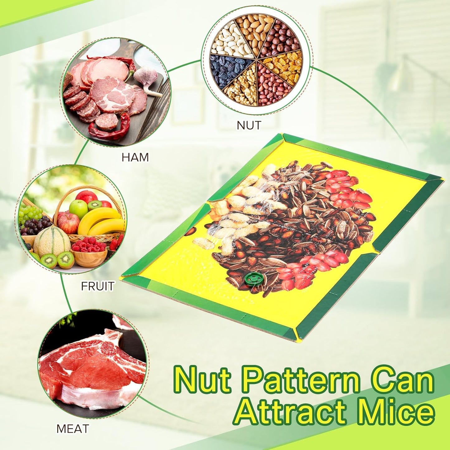 Qualirey 12 Pack Sticky Mouse Traps, Extra Large Glue Boards 8.3 x 11.8 Inch with Nut Attractant Print, Non-Toxic, Ready-to-use Indoor Rodent Catchers for Mice & Rats