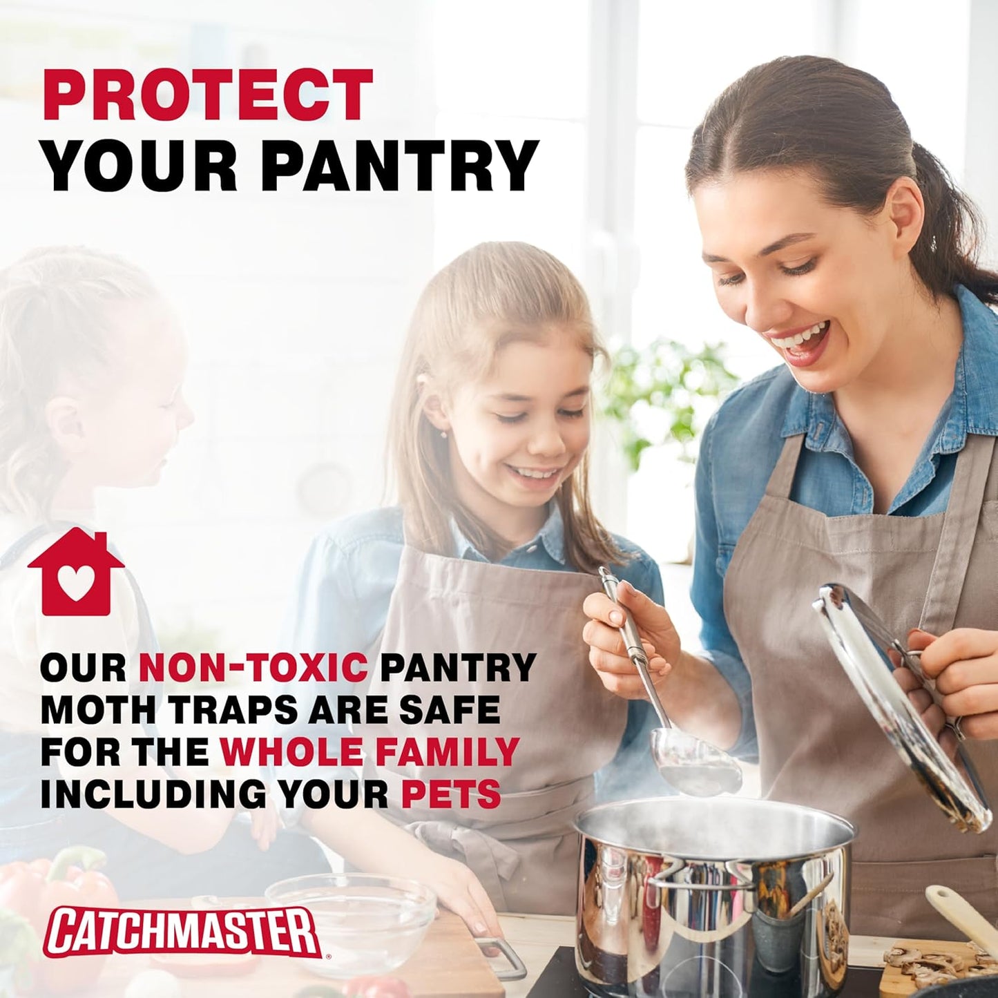 Catchmaster Pantry Pest & Moth Traps 24-Pk, Bug Killer for Kitchen Storage & Pantry Cabinet, Sticky Moth Traps for House, Protect Pet Food, Kitchen Cabinets Storage, Pet Safe Glue Trap