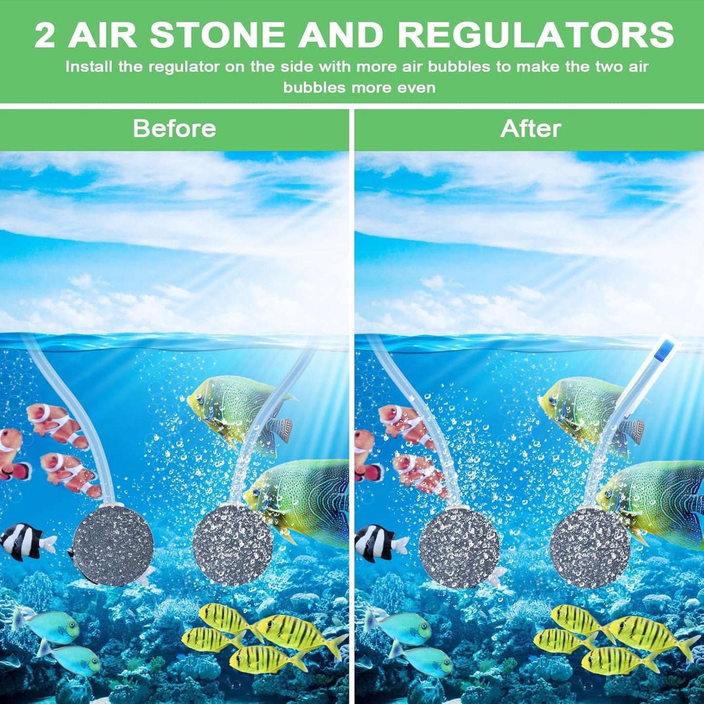 Solar Aerator, Solar Air Pump - 2W & 2200mAh Solar Powered Pond Pump With 2 Air Bubble Stones, Regulator for Small Fish Ponds, Stock Tanks, Aquariums, Hydroponics