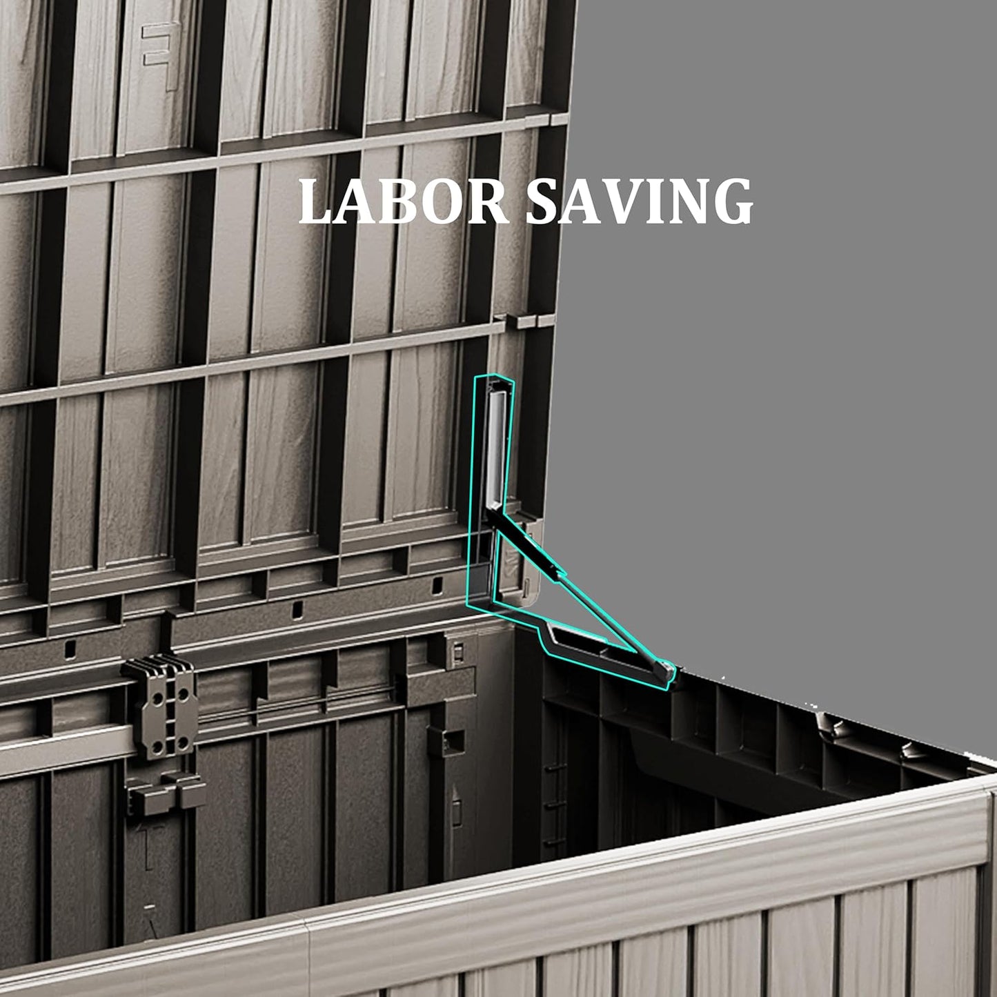 180 Gallon Waterproof Large Resin Deck Box Indoor/Outdoor Lockable Storage Container and Seating for Garden, Pool, and Patio (180 Gallon, Grey)