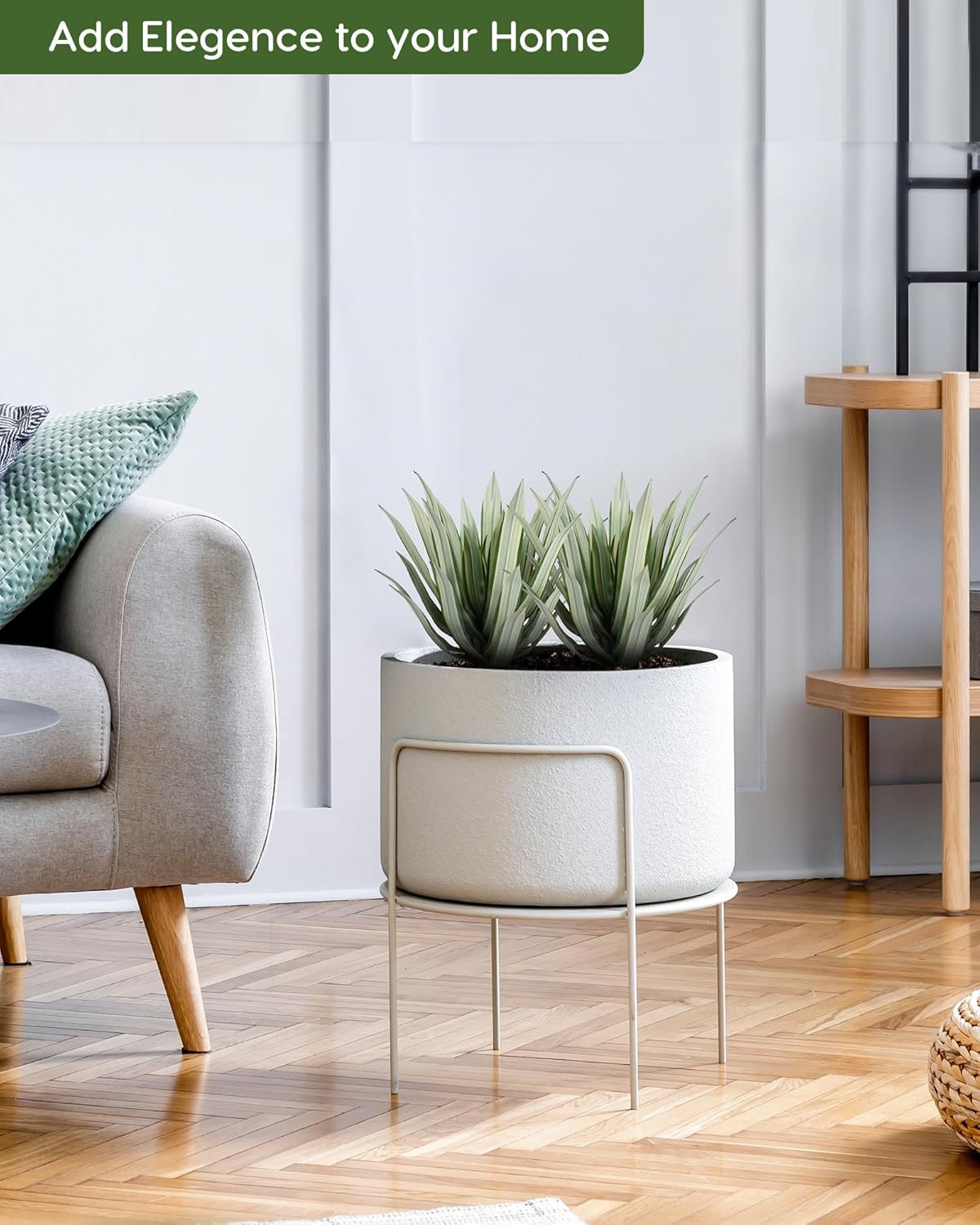 Velener Artificial Outdoor Agave Plants, Light Green Outdoor Faux Plants with Broad Sword-Shaped Leaves, Small Size UV Resistant Fake Agave Plants for Indoor and Outdoor Decor(14 Inch)-2 Pack