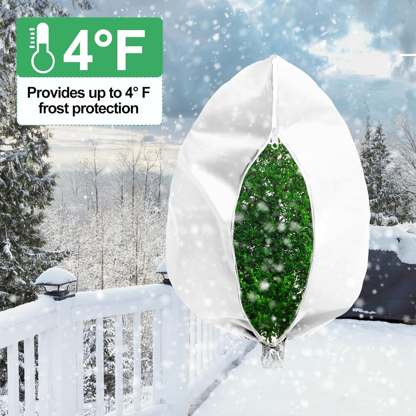 Winter Plant Covers Freeze Protection with Zipper Drawstring, 2 Pack 70.8" X 82.6" Tree Covers for Winter Cold Weather Large Frost Blankets Shrub Jacket for Outdoor Plants Tree Covers Bags