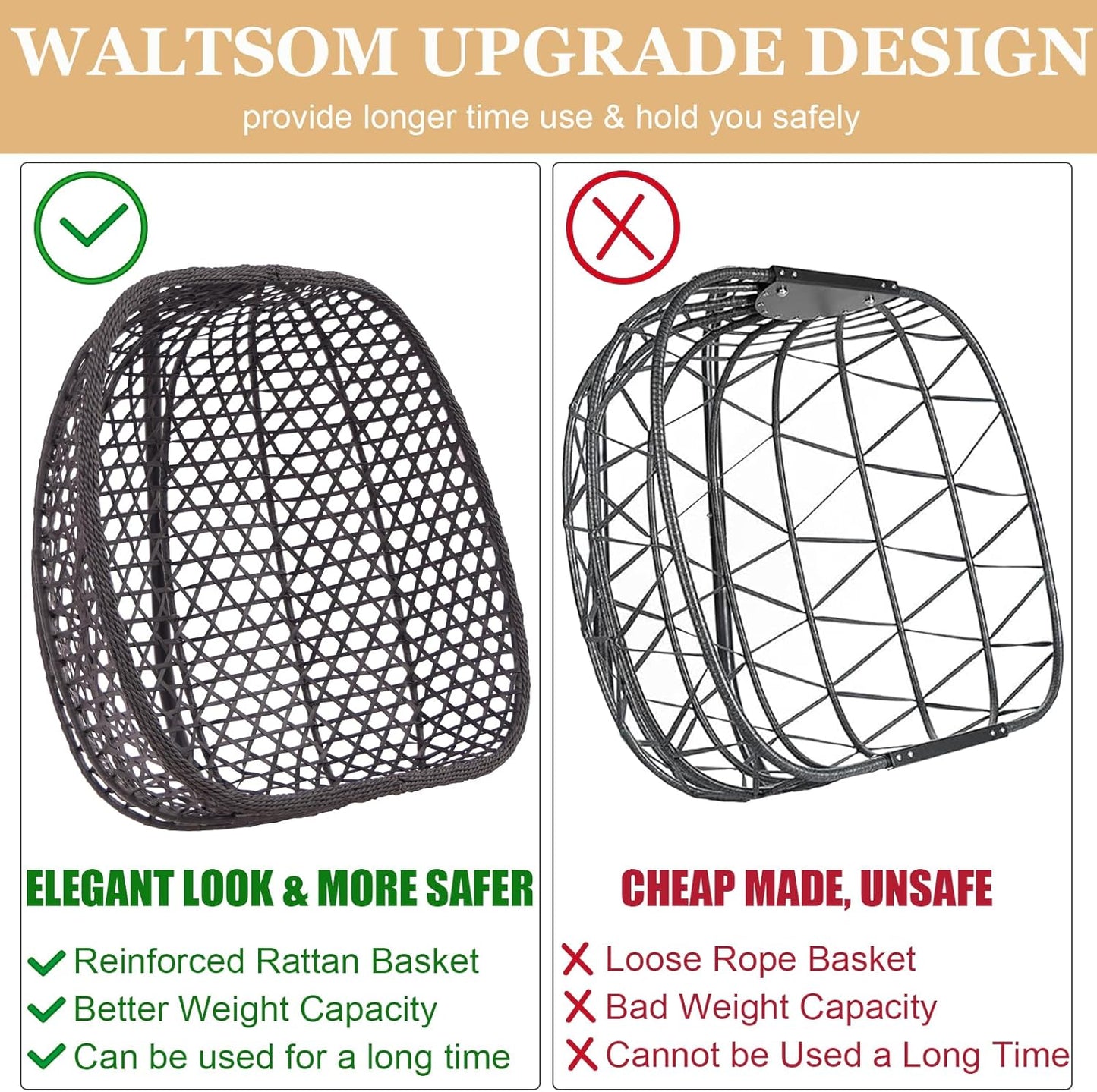 Double Hanging Swing Egg Chair with Stand, Hexagon Wicker Hammock Swing Chair for Outdoor Garden Patio, 2 Person Egg Chair with Foldable Loveseat Removable Cushions (Dark Grey)