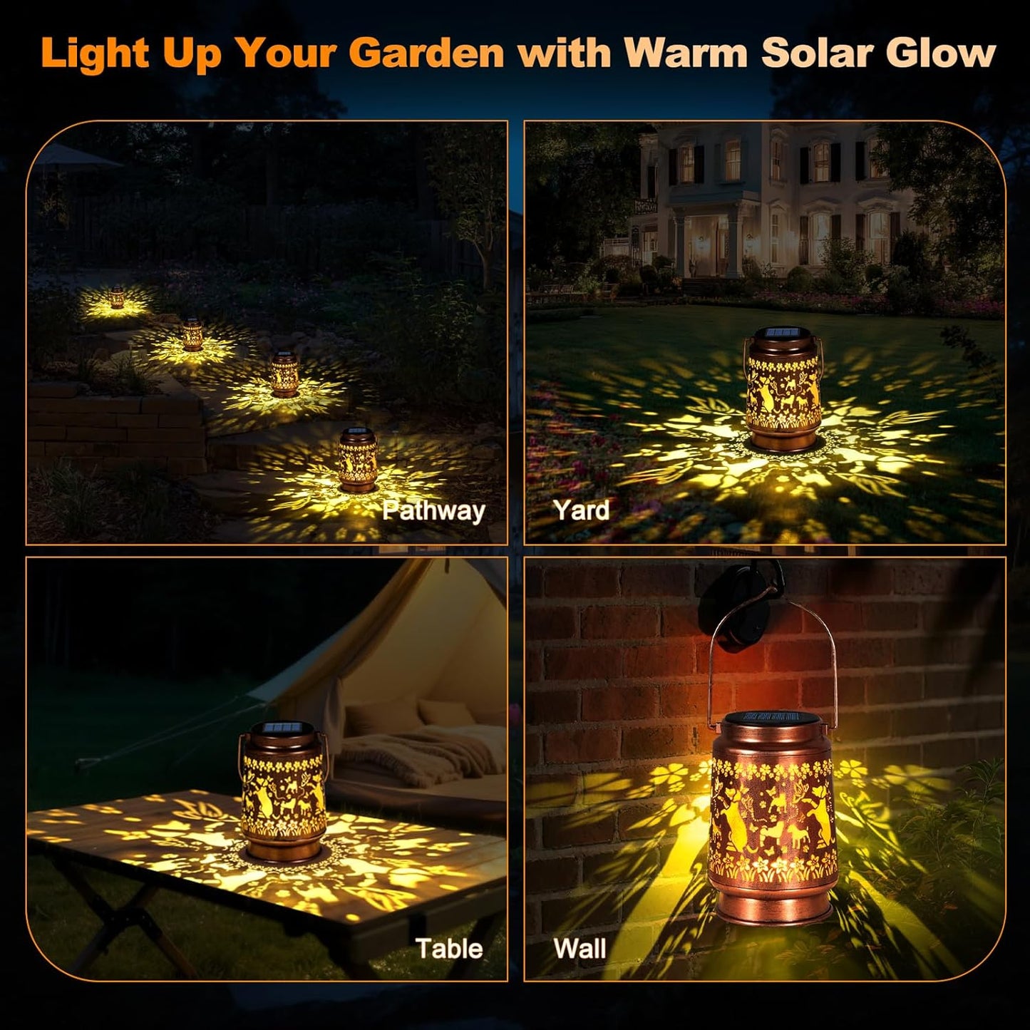 Solar Lanterns Outdoor Waterproof, Dog Garden Decor for Yard Porch Lawn Patio Pathway, Hanging Solar Lights Birthday Gifts for Women Mom Grandma Sister Friend