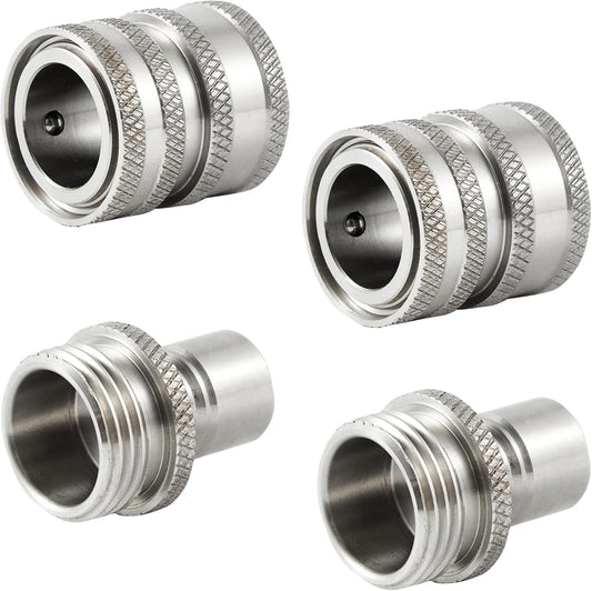 Garden Hose Quick Connect, Stainless Steel Water Hose Fitting, Quick Release Hose Connector, 3/4 Inch GHT