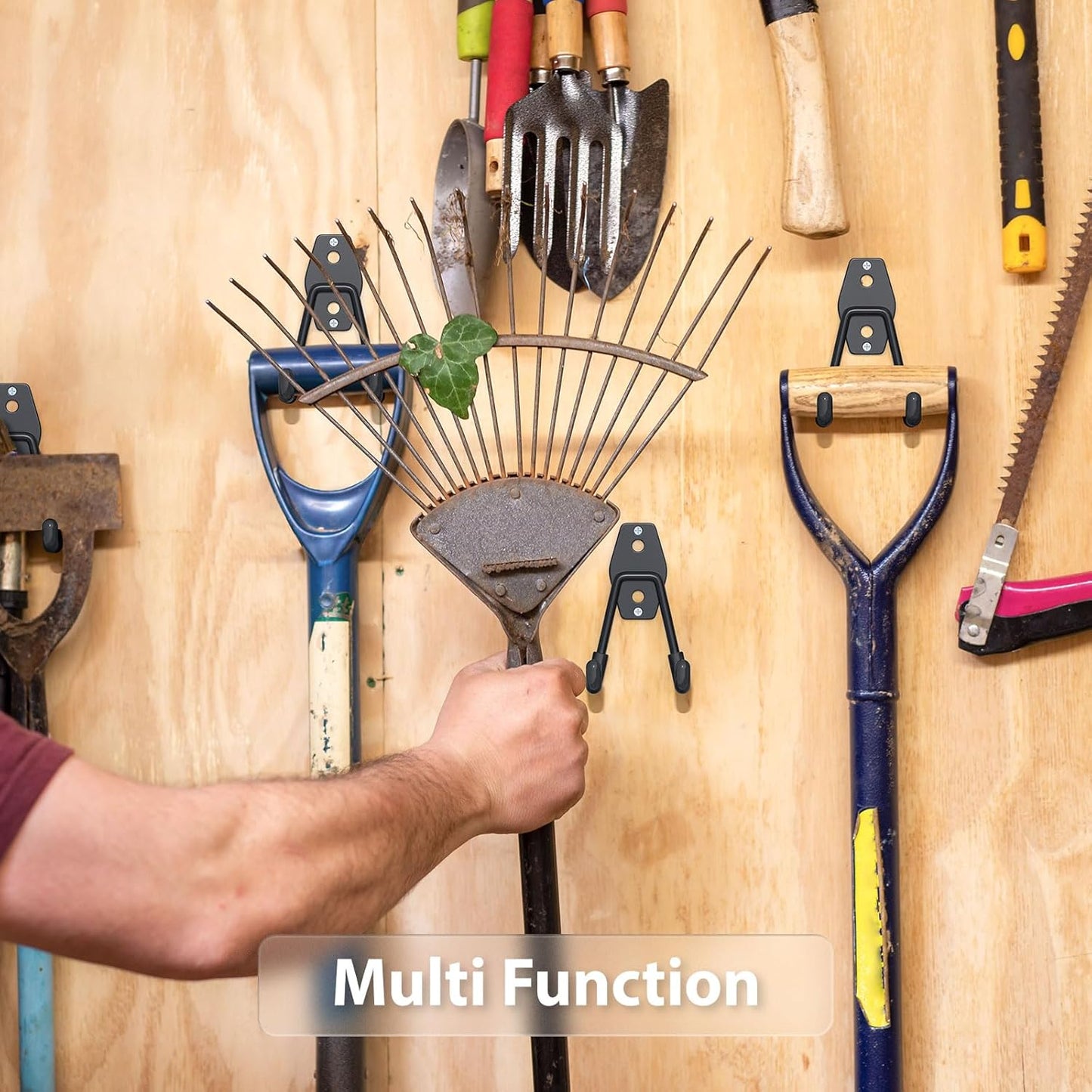 Utility Steel Wall Mount Heavy Duty Garage Hooks with Anti-Slip Coating,Storage More Yard,Garden and Power Tools and for Hanging Hose,Ladder and Bike(4 Pack 4.5x2.75 inch)