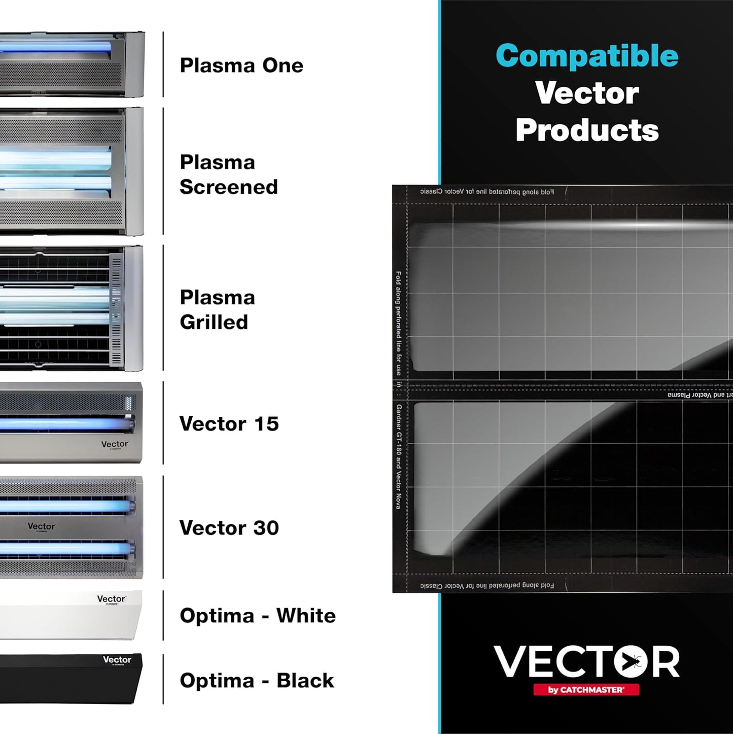 Catchmaster Vector Universal Replacement Glue Boards White, UV Light Fly Trap for Home, Unscented Gnat Traps for House, UV Lamp Insect & Mosquito Killer Refill, Adhesive Bug Light Boards, 12-Pack