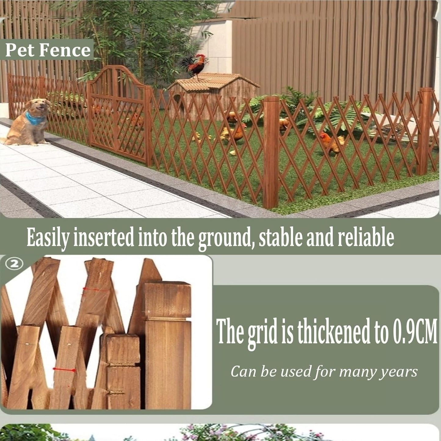 Expandable Wooden Lattice Fence Panel - Retractable Garden Trellis for Climbing Plants, Freestanding No-Dig Fencing Screen, White, 82.67"x47.24" - Perfect for Pets and Outdoor Spaces