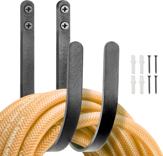 Hose Holders Wall Mount - Heavy-Duty Metal Garden Hose Hanger for Outside - Rust-Proof Hanging Hose Rack Hook Mount for Water Hose (2PCS)