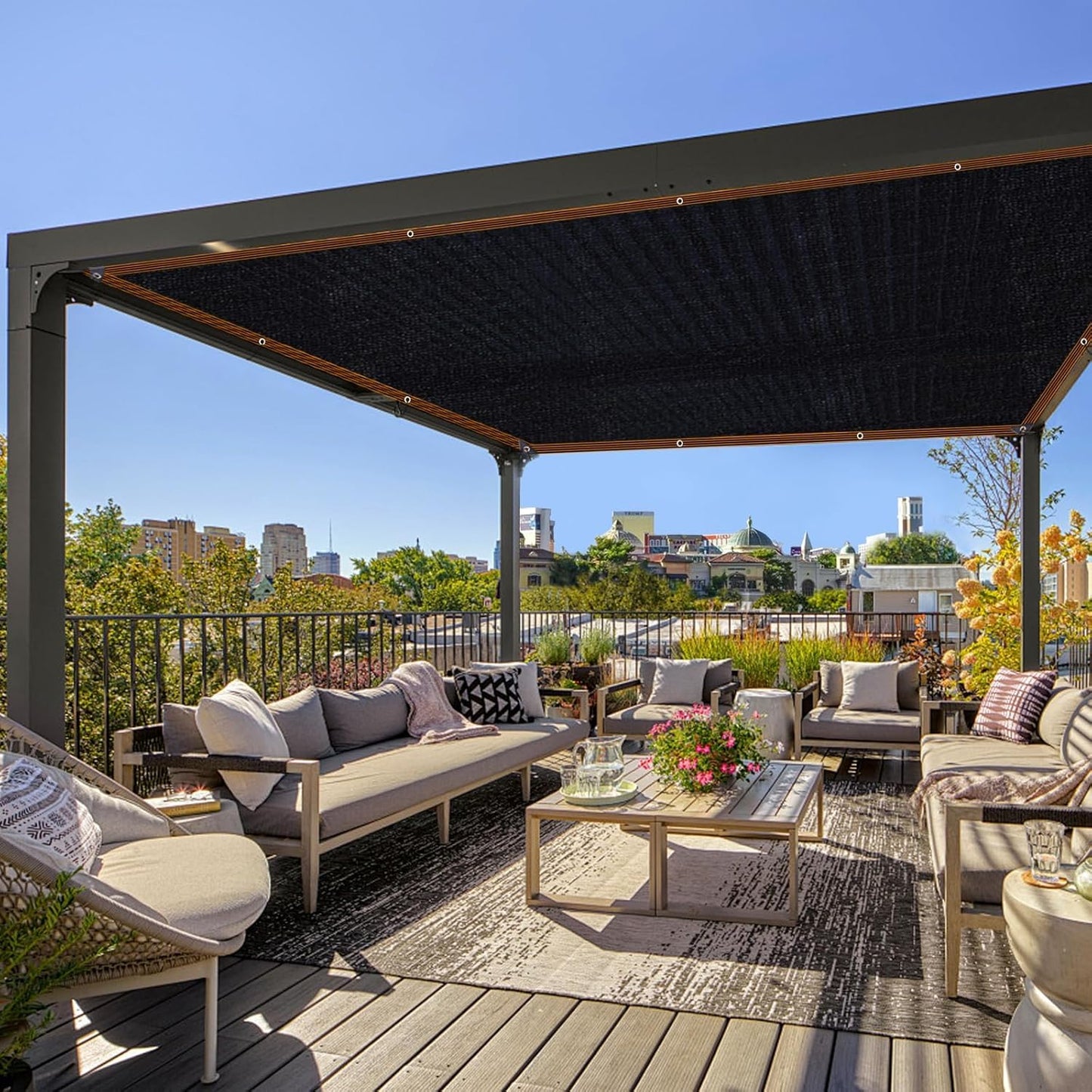 QLOFEI Shade Cloth for Garden, 90% Sunblock Neting Cover with Grommets, Sun Shade Cloth for Patio Kennel Chicken Coop Pergola Greenhouse Plants Cover Mesh Tarp, 12x16 FT