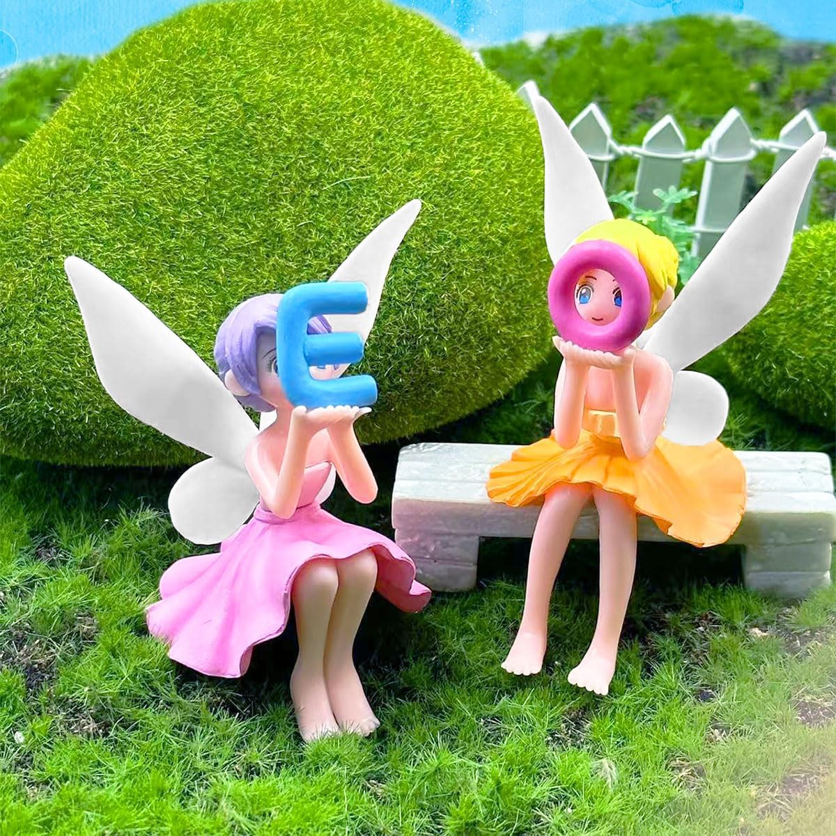 Suartus Miniature Fairy Figurines - 4Pcs Small Flower Fairies Ornaments Resin Mini Fairy Figurines Tiny Elf for DIY Fairy Garden Flower Pot Bonsai Micro Landscapes Craft Decoration Accessories (Love)