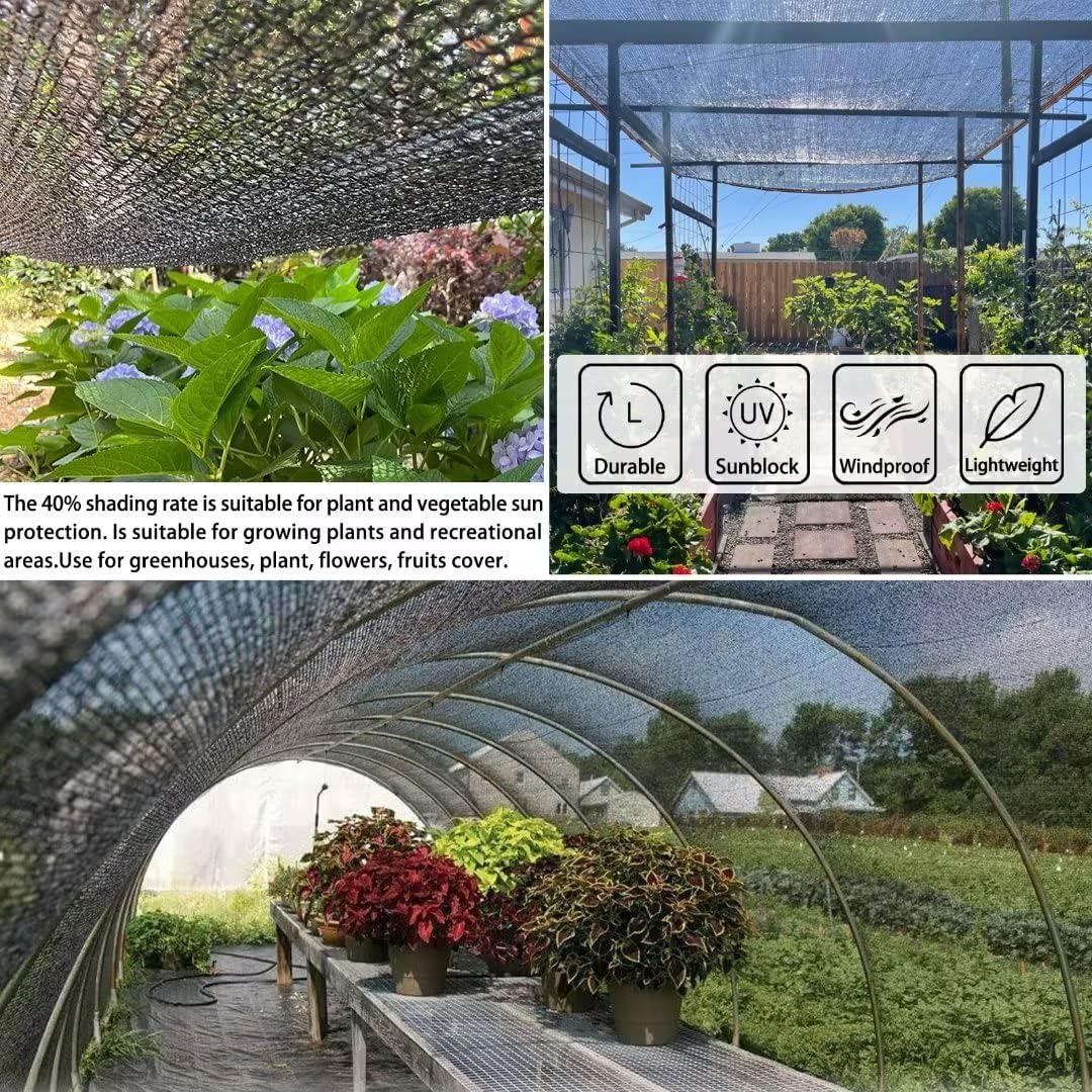 Shade Cloth for Plants Greenhouse, 40-50% Sunblock Shade Sails -for Outdoor Garden Pergola Patio Lawn Plant, Easier to Hang Sun Neting Cover for Kennel Chicken Coop