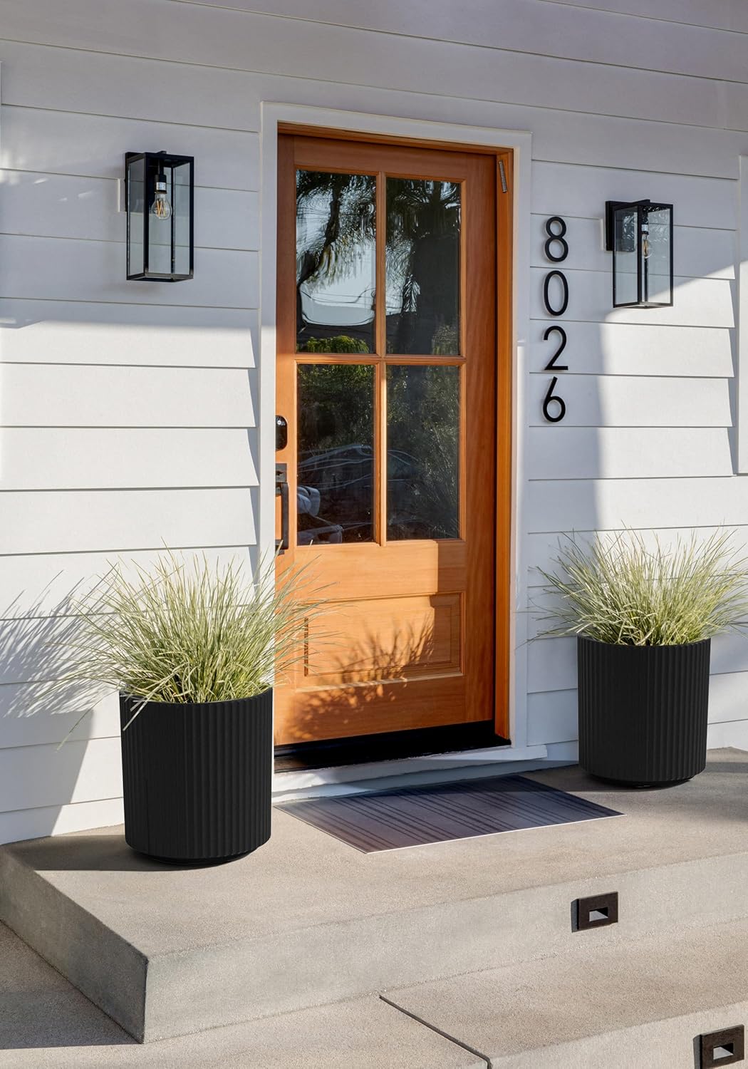 Veradek Round Demi Planter Pots for Indoor/Outdoor Garden Use, Made from Plastic-Concrete Mix with Drainage Holes, Perfect for Small to Large Succulent Plants, Flowers, Modern Interior Plants