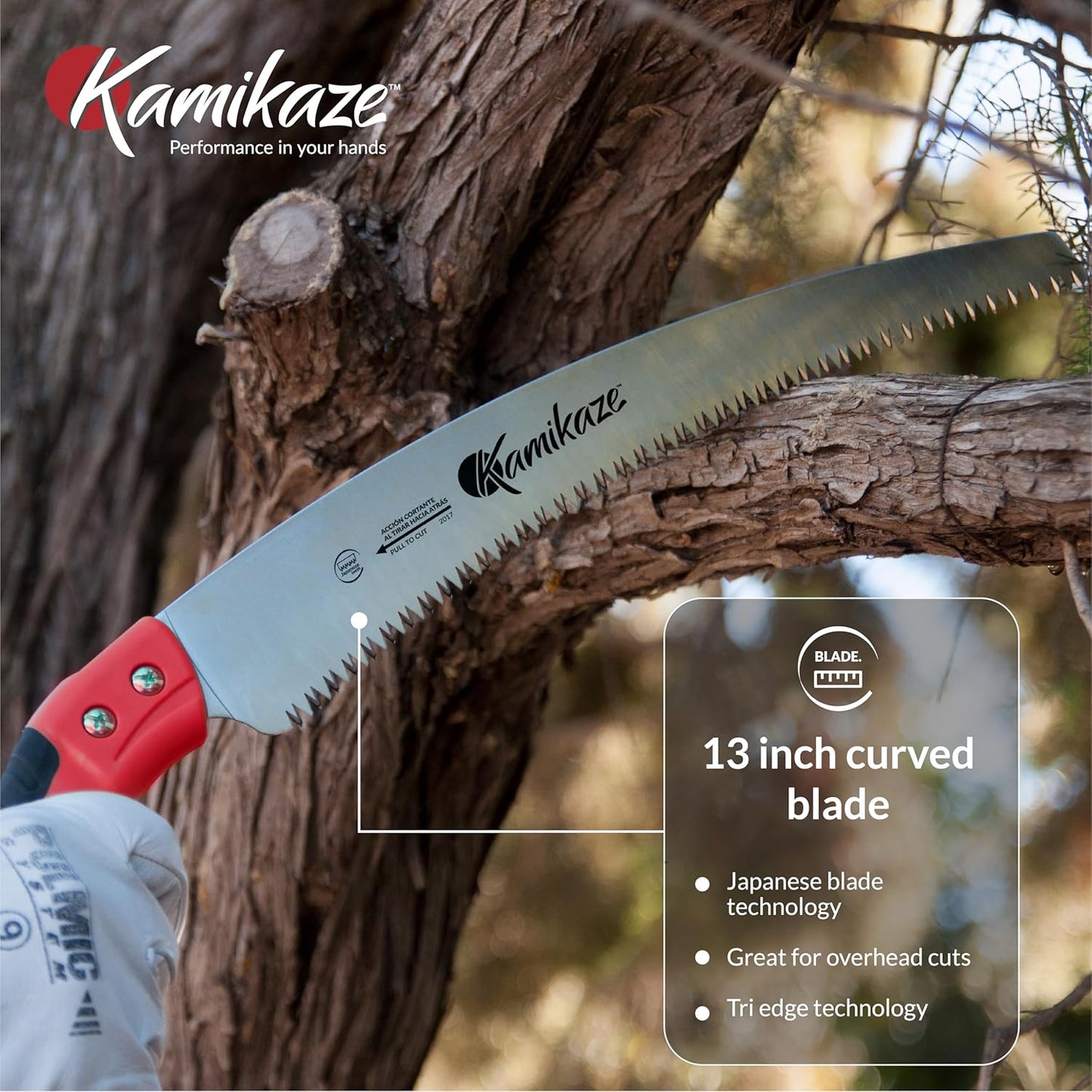 EZ Kut Kamikaze Saw Curved Blade with Scabbard - 19.3 Inch Heavy Duty Pruning - Carbon Hardened Steel Japanese Technology- Best Pruning Saw for Tree Trimming