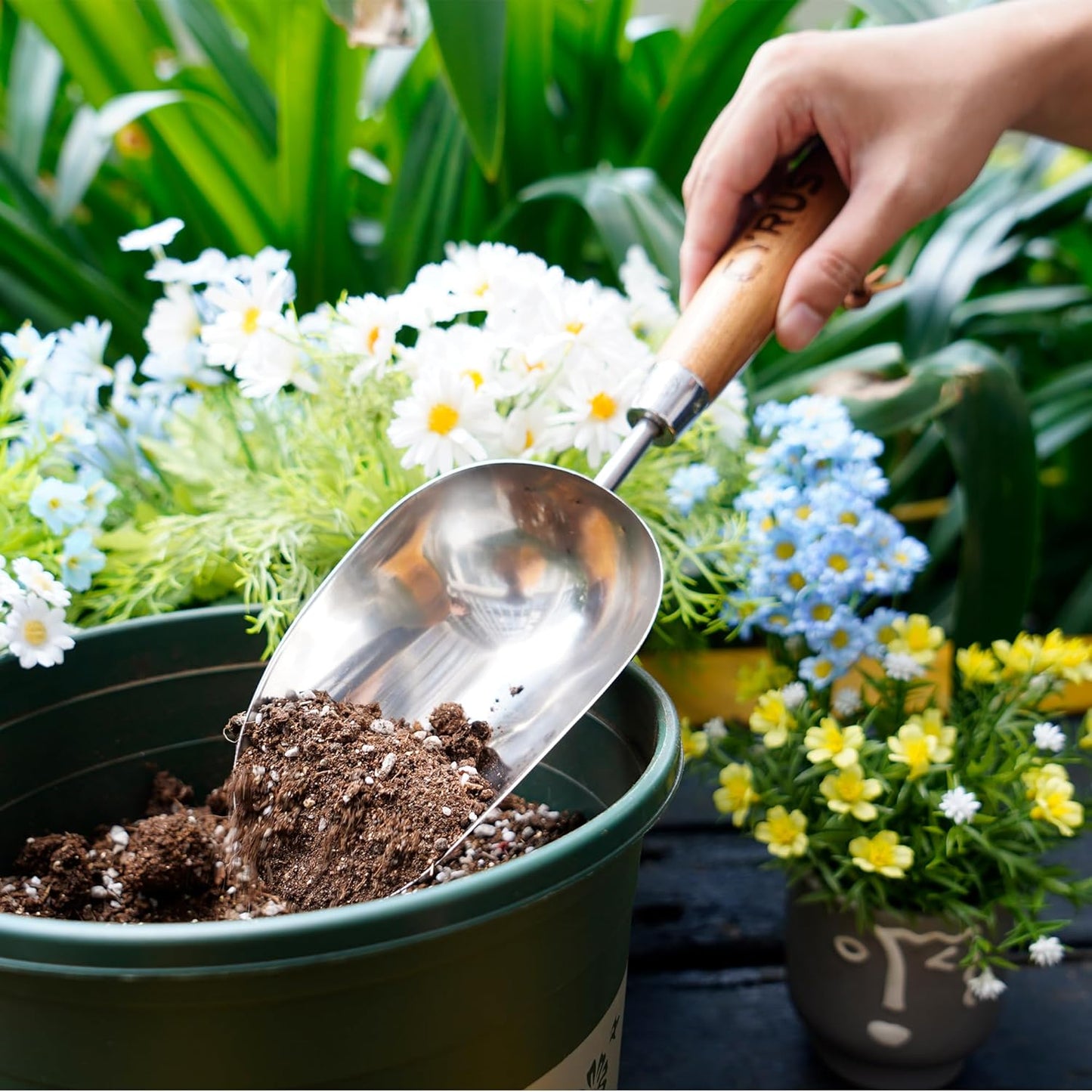 CYRUS Garden Trowel, 13" Stainless Steel Garden Shovel, Compact Garden Spade for Garden Plant Transplanting, Digging and Weeding