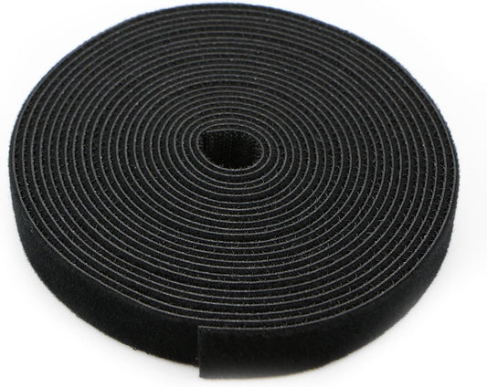 Reusable Fastening Tape Cable Ties 3/4 Inch Double Side Hook Roll (5 Yard, Black)