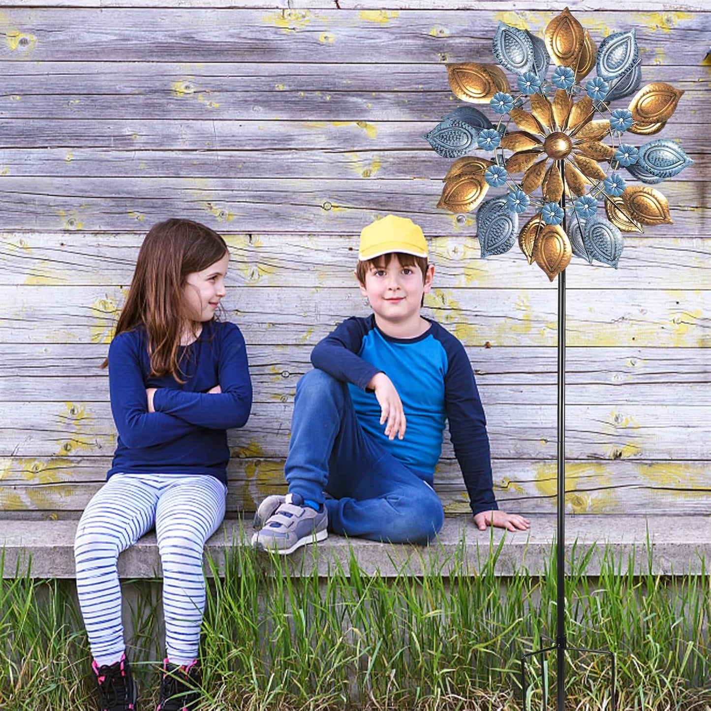 Decoroca Outdoor Wind Spinners - 72in Metal Sculpture, Classic 360° Kinetic Spinner