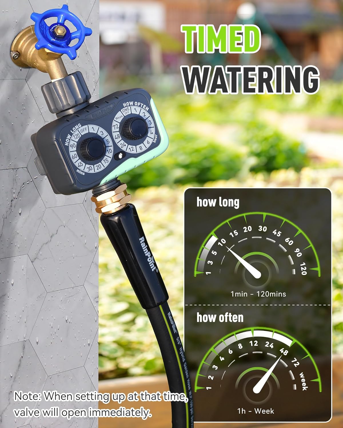 RAINPOINT Sprinkler Timer, 2 Dial Garden Hose Water Timer Automatic Programmable, Weatherproof for Lawn, Plants & Drip Irrigation