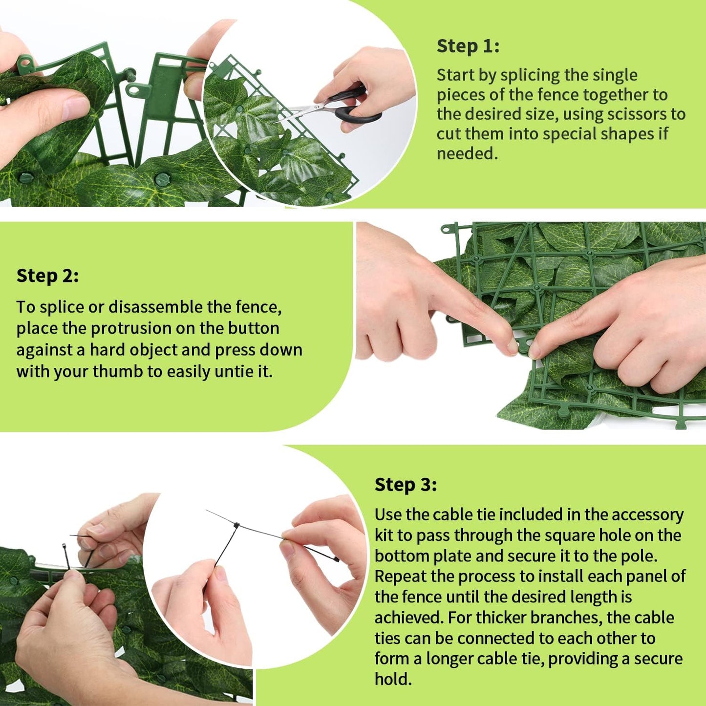 Jinwu Artificial Ivy Privacy Fence Screen (2 Rolls, Total 69x98.4 inch), Expandable Faux Privacy Fence with 79 pcs Zip Ties, Decoration for Outdoor Garden, Printed Sweet Potato Leaf