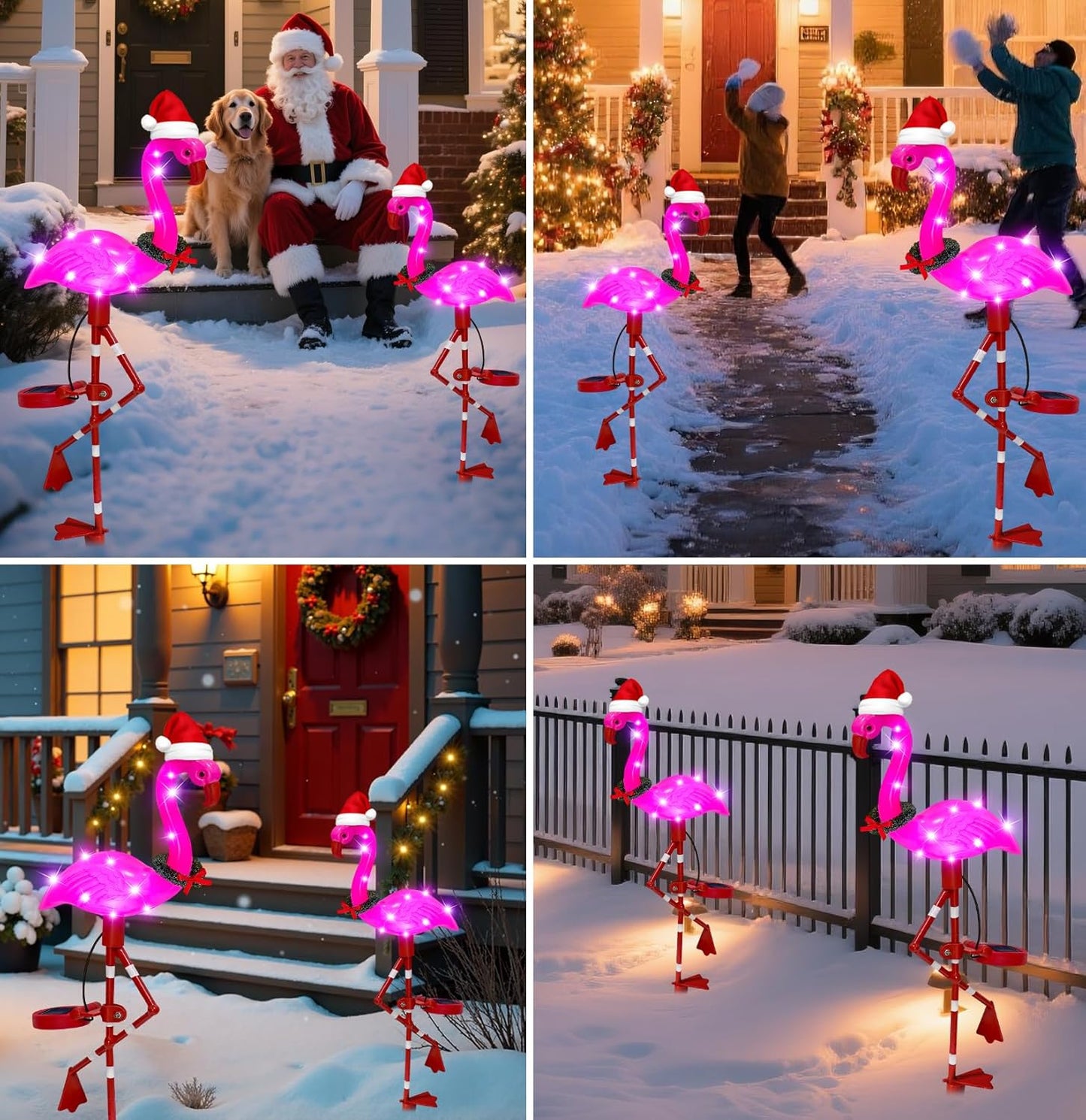 Solar Garden Lights Christmas Decorations Outdoor Waterproof,2 Packs Solar Flamingo Light,Birthday Xmas Gifts for Women Mom,Pink Flamingo Garden Statue,Decorative Lights for Yard Art Patio Porch Lawn