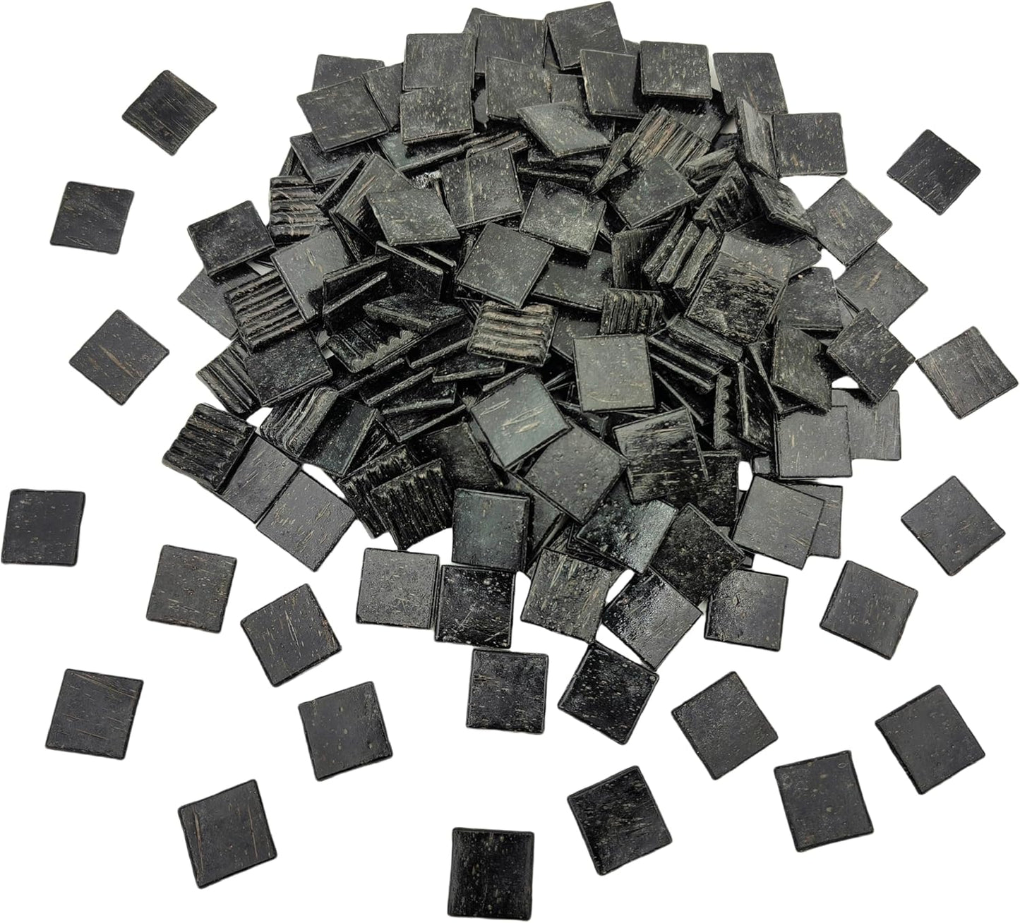 3/4 inch Quartz Glass Mosaic Tiles for Crafts, 1.1 LB, Square Mosaic Pieces for DIY Picture, Home Mosaic Decoration (Black)