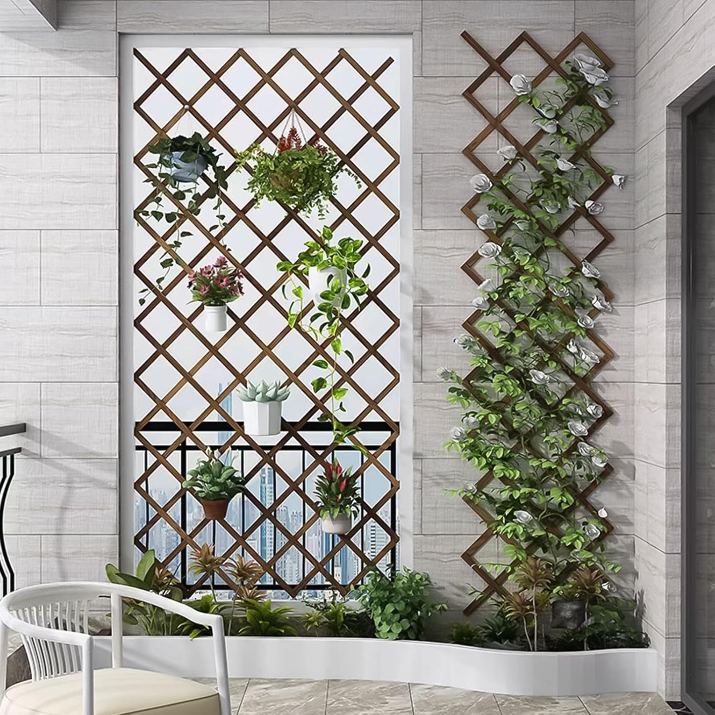 2 PCS Expandable Garden Trellis, 37" x 90" Trellis for Climbing Plants Outdoor, Wooden Lattice Fence Wall Panel Lattice Panels for Outside, for Climbing Plants Vine Ivy Rose Cucumbers Clematis