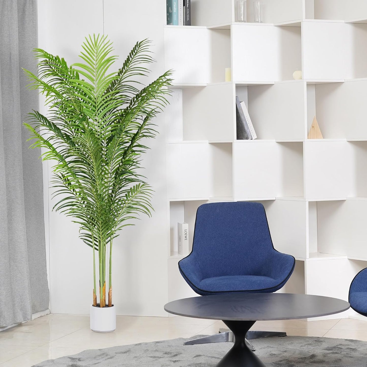 Faux Palm Tree 6.6Ft Tall Artificial Plants Indoor Silk Green Floor Big Large Fake Potted Plant Artificial Decor for Home Office Living Room Outdoor