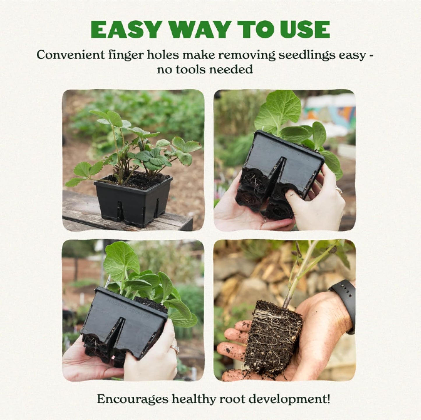 Epic Gardening Reusable Seed Starter Tray - 4 Cell 4"/8 Seedling Starter Trays - Easy Watering, Indoor Greenhouse, Plant Starter, Gardener-Friendly for Seedlings | UV-Treated & BPA-Free - Black