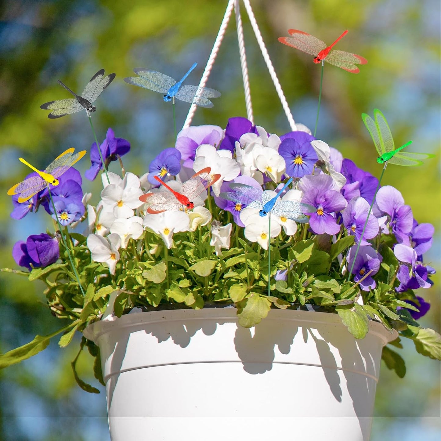 NiHome 9.8" Dragonfly Decorative Garden Stakes for Outdoor & Indoor, Waterproof PVC Wings and Durable Plastic Body, Easy Installation & Weather Resistant for Flower Beds, Potted Plants, Walls (7PCS)