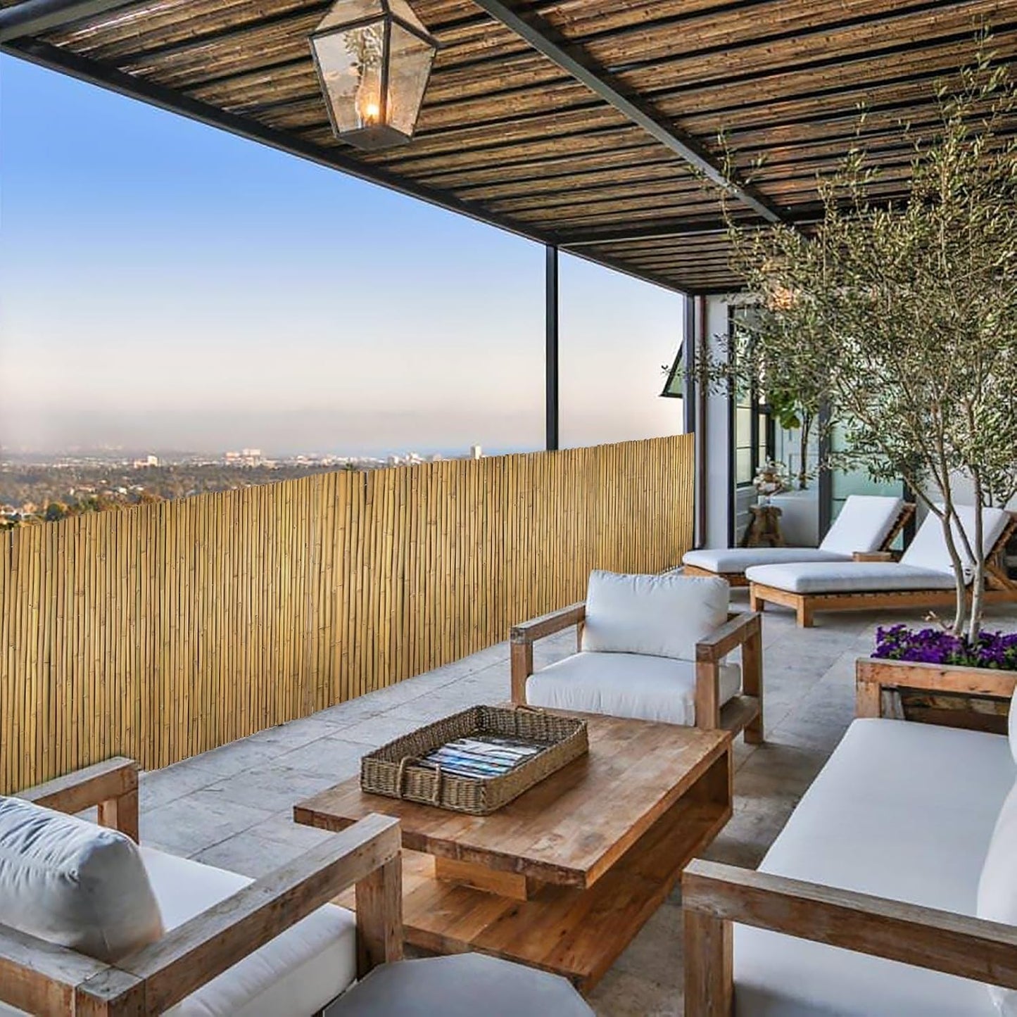 4Ft High x 6 Ft Long x 0.7In D Bamboo Screen, Natural Bamboo Fence Rolls, Eco-Friendly Fencing for Outdoor Balcony Patio Garden Border Pool