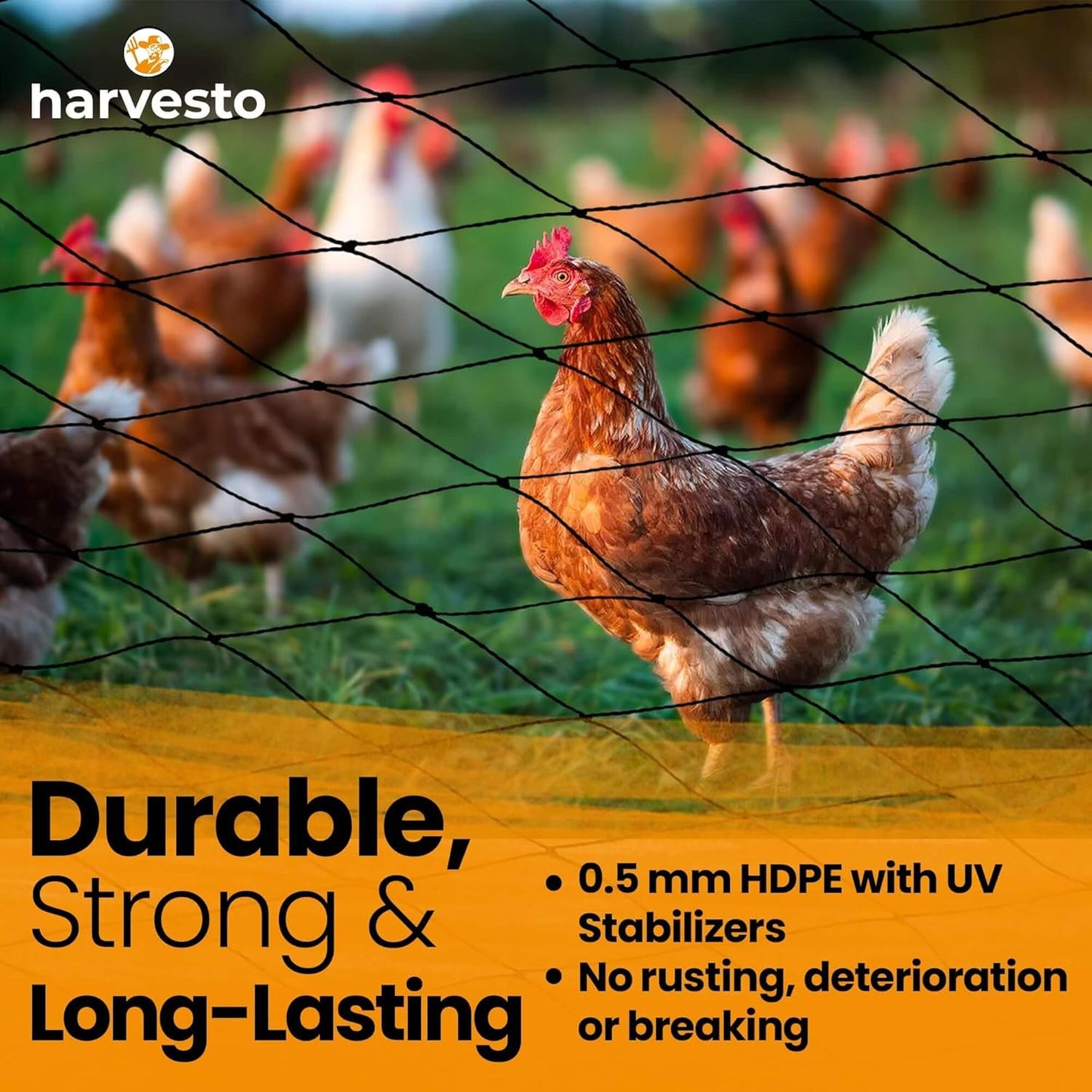 Heavy Duty Bird Netting for Chicken Coops & Runs | Tree & Garden Netting Mesh 1-1/2" | Keep Hawks, Birds & Predators Away | Bird Netting for Blueberry Bushes, Vegetables & Fruit (25' x 100')