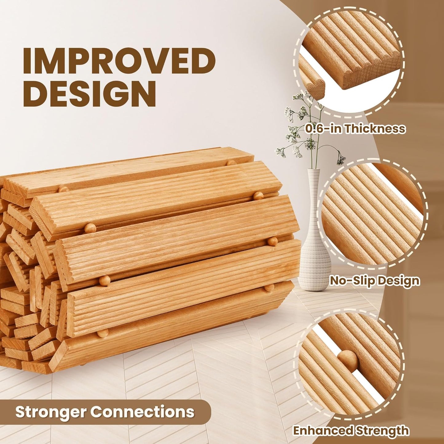 6FT Wooden Garden Pathway, Roll Out Walkway for Patio, Backyard and Outdoor Decor, Weatherproof, Non Slip and Easy to Install, Perfect for Beach, Wedding or Lawn (Natural)