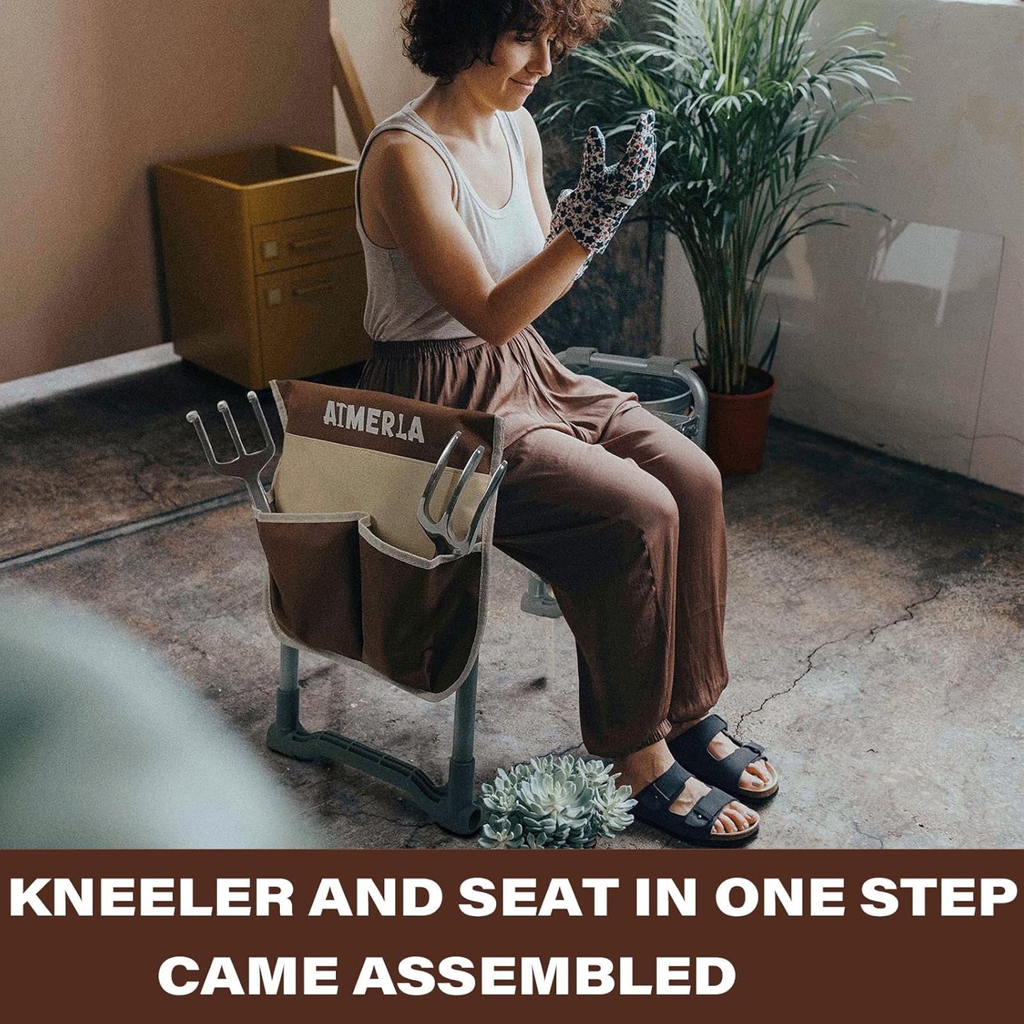 Foldable Garden Kneeler Seat Heavy Duty [Upgraded Widened Thick Kneeling Pad] Garden Stool with Large Garden Tool Bags with Pockets - Portable Garden Bench Gardening Gifts for Parents