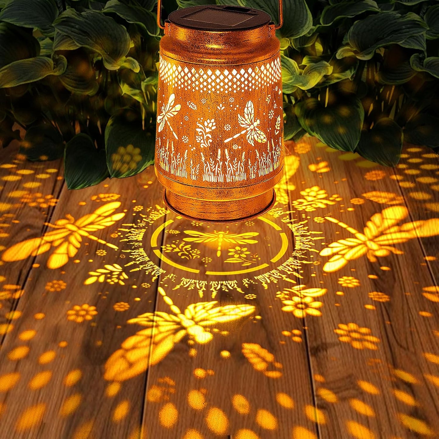 Solar Lanterns Outdoor Waterproof Dragonfly Garden Decor, Birthday Gifts for Women Mom Grandma Hanging Solar Lights Metal LED Decoration with Shepherd Hook Outside for Garden Yard Porch Lawn Patio