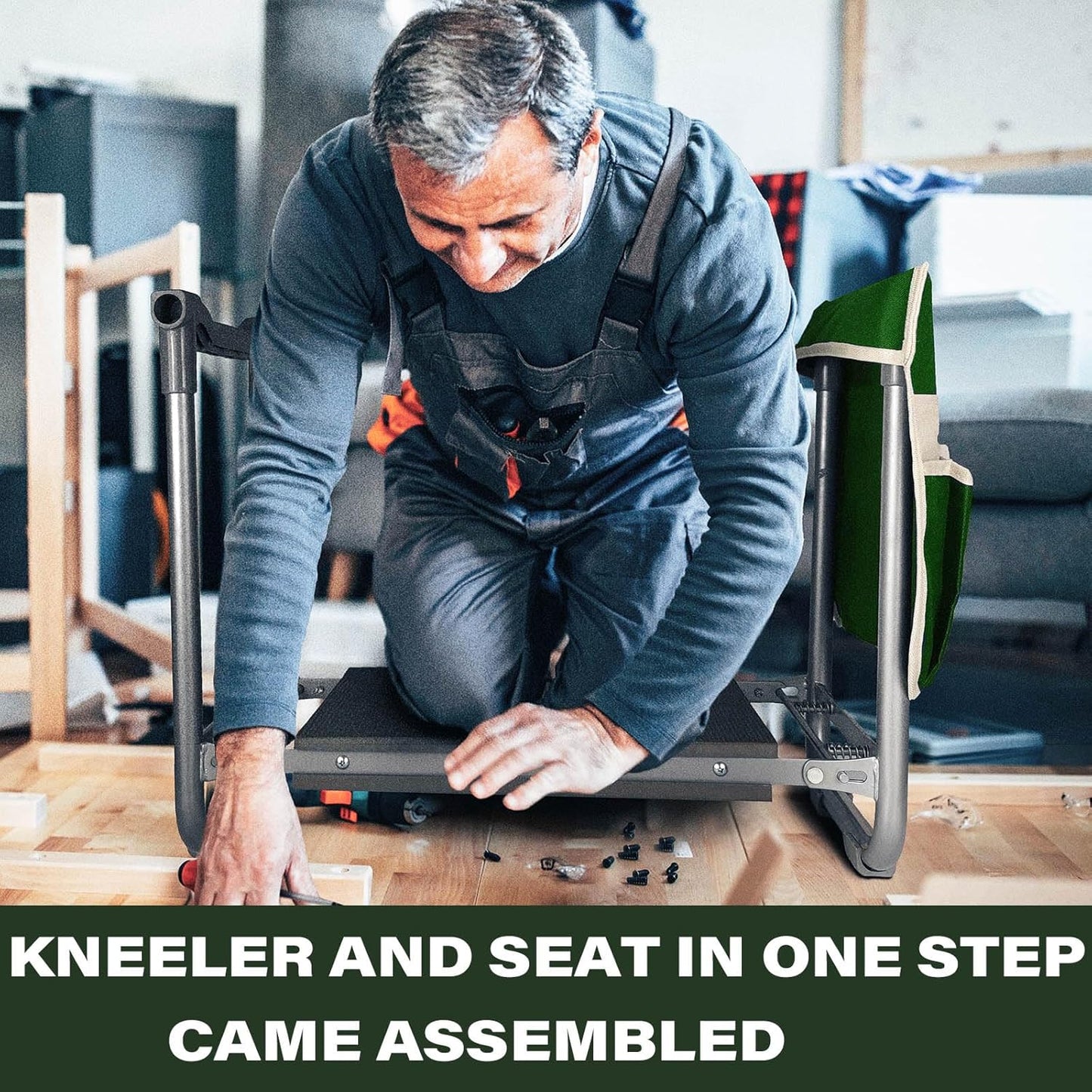 Foldable Garden Kneeler Seat Heavy Duty [Upgraded Widened Thick Kneeling Pad] Garden Stool with Large Garden Tool Bags with Pockets - Portable Garden Bench Gardening Gifts for Parents